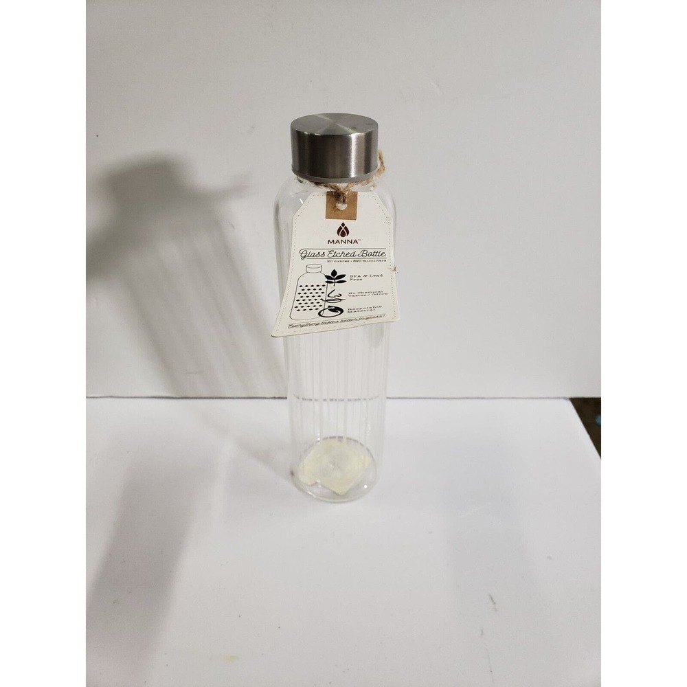 Manna Water Bottle 20 oz BPA Free Storage Bottle Clear Screw on Lid Closure NWT‎